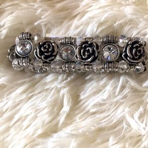 Silver Vintage  Rose Bracelet